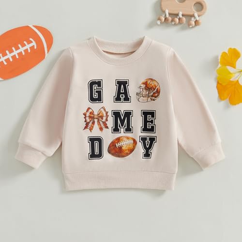 KMBANGI Kids Toddler Boys Girls Football Outfit Game Day Print Long Sleeve Sweatshirt Pullover Shirt Fall Winter Clothes2