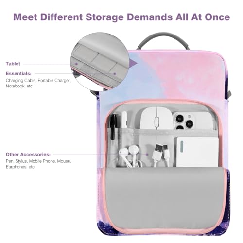 Image of Dadanism 9-11 inch Tablet Sleeve Shoulder Bag Carrying Case with Handle for iPad 9 /8 /7th 10.2, iPad Pro 11 M4 M2, iPad Air 11 inch, iPad Air 5 /4 10.9, iPad 10th Gen 10.9, Galaxy Tab A9+ /S9 FE, Blue-Pink