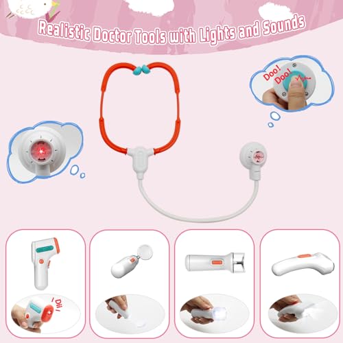 Hitish Pet Vet Toys Doctor Kit for Kids, Hospital Pretend Play Set Vet Clinic Toys with Light and Sound, Pet Care Playset Animal Grooming Toys Gifts for Girls Boys, Ages 3 and Up - Image 3