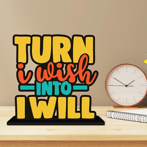 Image of Artvibes Turn I Wish into Will Quotes Table Decor for Office Desk | Home Decoration Items | Living Room | Modern Art Wooden Showpiece Decorative Gift item (SP 1182)