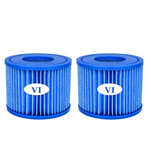 Cartucho de filtro para piscina, 2 unidades, tipo VI, filtro de piscina para Lay Z Spa Filter, filtro de repuesto para piscina hinchable, jacuzzi hinchable, versión mejorada azul Cover