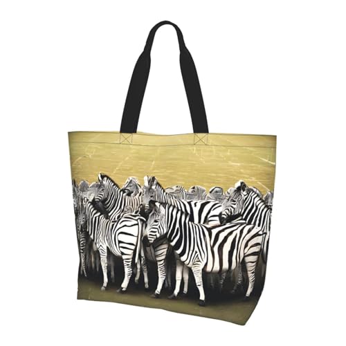 Women'S Large Capacity Zebra Racetrack Shoulder Shopping Bag,Tote Storage Bag,Simple And Fashionable Shoulder Bag For Travelling,Beach,Gym,Working.