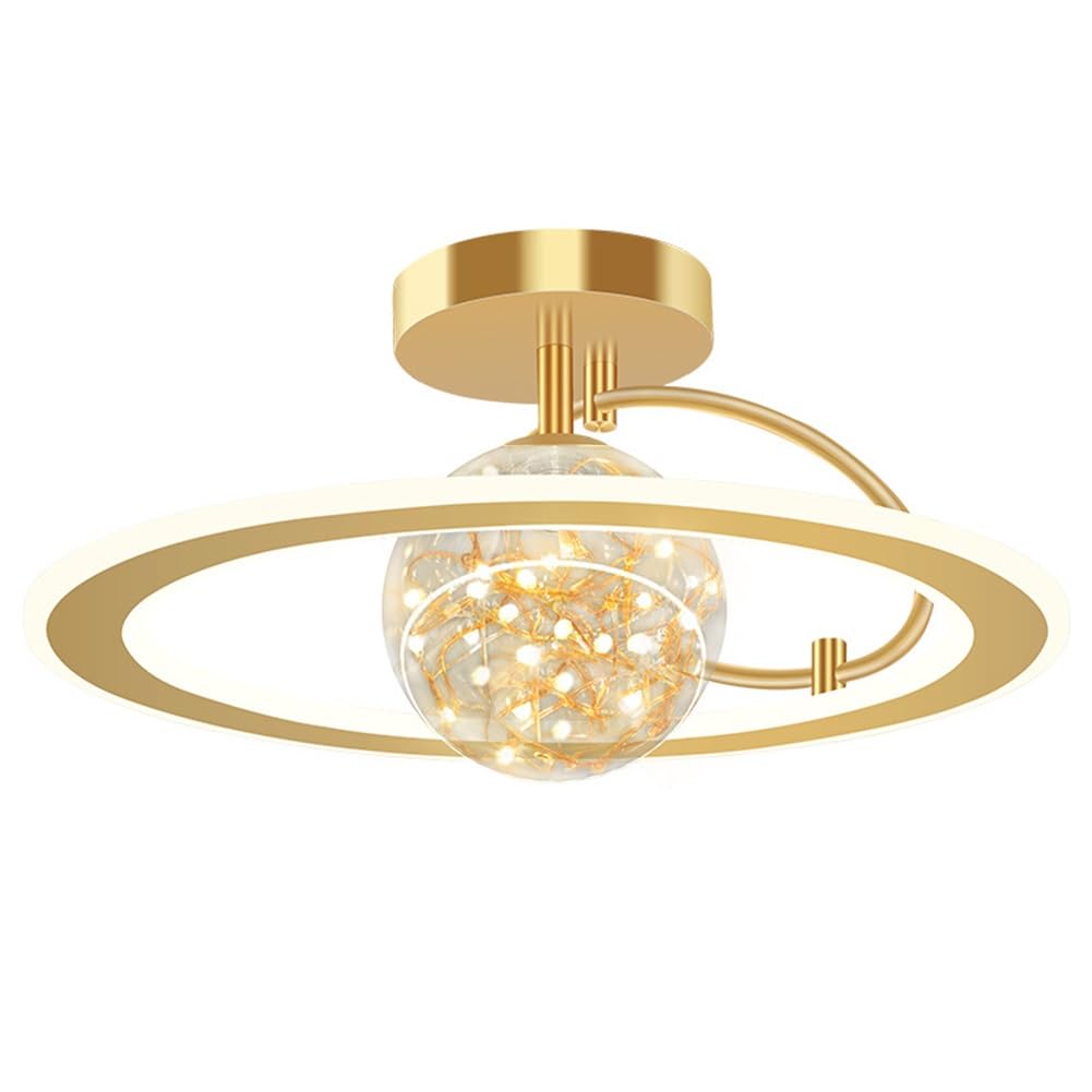 Modern Nordic Dimmable LED Ceiling Light in Gold for Kitchen Dining Room Hallway Living Room Slim Flat Panel Semi Flush Mount Close to Ceiling Lamp with Contemporary Design for Bedroom and P
