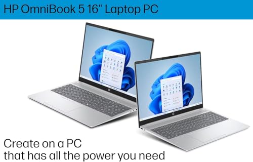 Image of HP Omnibook 5 Copilot+ PC, 16 inch 2K Touchscreen Display, AMD Ryzen AI 7 350, 16GB RAM 1TB SSD, Wi-Fi 6, Bluetooth 5.4, Backlit Keyboard, 256gb 9H Docking Station, Windows 11 Home, Silver