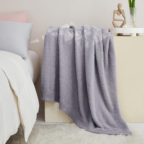 Image of CYMULA Knit Throw Blanket for Couch Purple - Super Soft Lightweight Plush Fuzzy Fluffy Cozy Blankets and Throws for Sofa Bed, 60 x 80 inches