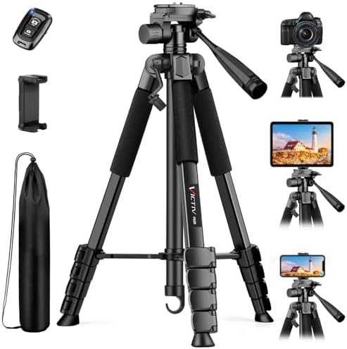 Camera Tripod Stand, 68" Phone Tripod for Tablet with Remote and ...