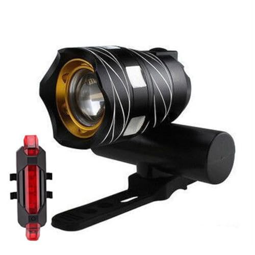 DRYUSFD Conjuntos de Faros Delanteros y Traseros para Ciclismo para Cannondale Kids Quick/Trail/Quick/Treadwell, Luces Bicicleta Delantera Y Trasera, Recargable USB C Luz Bicicleta,B-Black