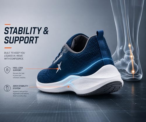 Image of Kraasa Men's Running Shoes | Breathable Mesh Upper | Lightweight Phylon Sole | Cushioned EVA Insole | Comfortable Sports & Casual Sneakers for Gym, Walking & Daily Use