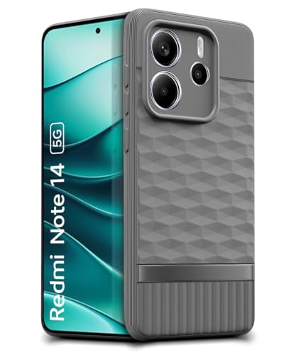Image of WOW IMAGINE Back Cover for Redmi Note 14 SE 5G | Redmi Note 14 5G with Hexa Cube Design | Ultra Slim Soft | Inner Velvet Fabric | Matte Silicone Flexible Mobile Case | Camera Protection - Grey