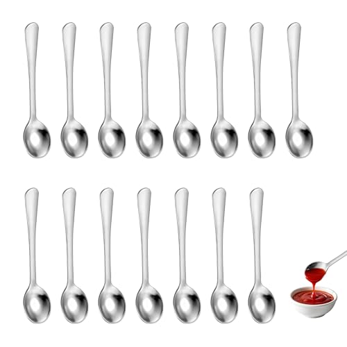 15 Stück Espressolöffel Mini, 7,5 cm Edelstahl espresso Löffel Klein, Cute Kleine Löffel, Esslöffel für Gewürze Salz Honig Teelöffel Espressolöffel (Silber)
