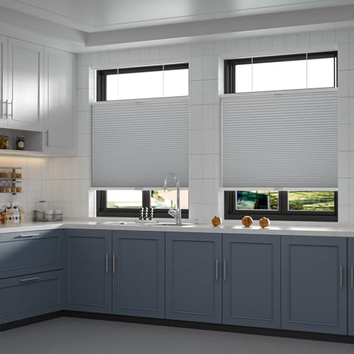 Changshade Custom Top Down Bottom Up Blackout Cellular Shades Cordless 1.5 Inch Single Cell Honeycomb Window Blinds Custom Size Privacy Window Shades for Bedroom Nursery White