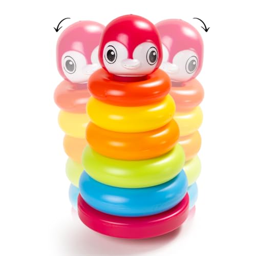 Image of Ratna's Penguin Stacking Rings Junior Plastic Stack Up Educational Toy Multicolor 5 Rings Tower for Kids 1+ Years