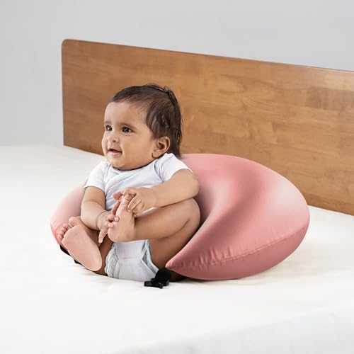 Image of Wakefit Nursing Pillow for Breastfeeding & Baby Care | 5 in 1 Feeding Pillow with Removable Cover | Super Soft & Machine Washable Velvet Cover | Pink