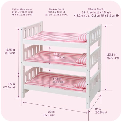 image for Badger Basket Convertible 1-2-3 Doll Bunk Bed with Bedding – Stylish