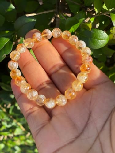 WWG Citrine Bracelet 8mm rondelle smooth 7inch Natural Gemstones Beaded Bracelets for Men Women Healing Crystal Stretch Beaded Bracelet Unisex3