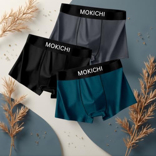 Image of Men's Ice Silk Boxer Briefs Pack of 3 | Ultra Soft Breathable Stretch Trunks | Moisture Wicking Quick Dry Innerwear | Comfortable Mid Rise Underwear