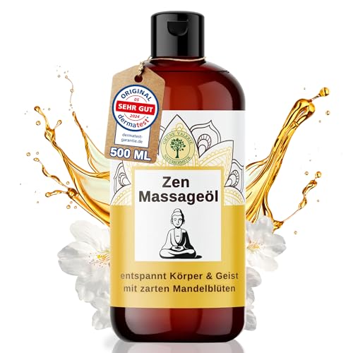 GRÜNE VALERIE® Zen - Massageöl XXL 500 ML - mit süßen Mandeln - [DERMATEST: EXCELLENT] - Entspannung für den Geist und die Gefühlswelt - Qualitäts Öl aus Italien