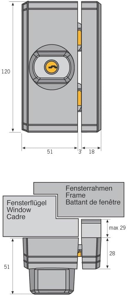 Abus Fts96 Serratura con Blocco, Blocco per Finestre con Doppio Chiavistello a Incastro, Serratura Multipla, Livello di Sicurezza: 10, 11197, Marrone