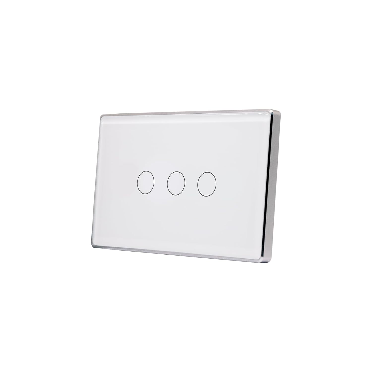 Alexa Light Switch Aluminum Frame Need Neutral Wire No Hub Required,2.4GHz WiFi Switch 2.5D Tempered Glass Panel APP Control Work with Tuya/Smart Life,White 3 Gang