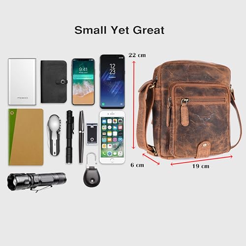 Image of Premium Genuine Leather Messenger Sling Bag for Men & Women - Multipurpose Crossbody Bag with Adjustable Strap & Multiple Pockets for Travel, Office, Work, College & Daily Use