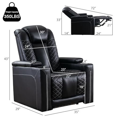Sillón reclinable eléctrico piel sintética negro miniatura 2