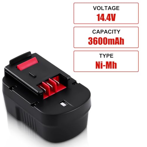 Image of 3.6Ah HPB14 Replace for Black and Decker 14.4V NIMH Battery Compatible with Black and Decker 14.4V NiMH Firestorm FSB14 FS140BX HPD14K-2 CP14KB HP146F2 HP14 Tools-1Pack
