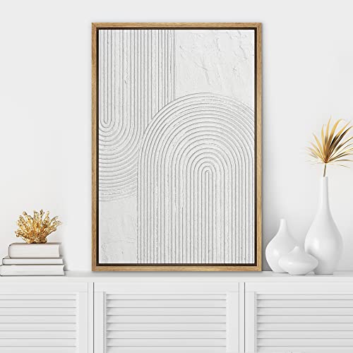 SIGNWIN-Framed-Canvas-Print-Wall-Art-White-Retro-Geometric-Line-Spiral-Duo-Abstract-Shapes-Illustrations-Modern-Art-Decorative-Contemporary-Colorful-for-Living-Room-Bedroom-Office-24×36-Natural