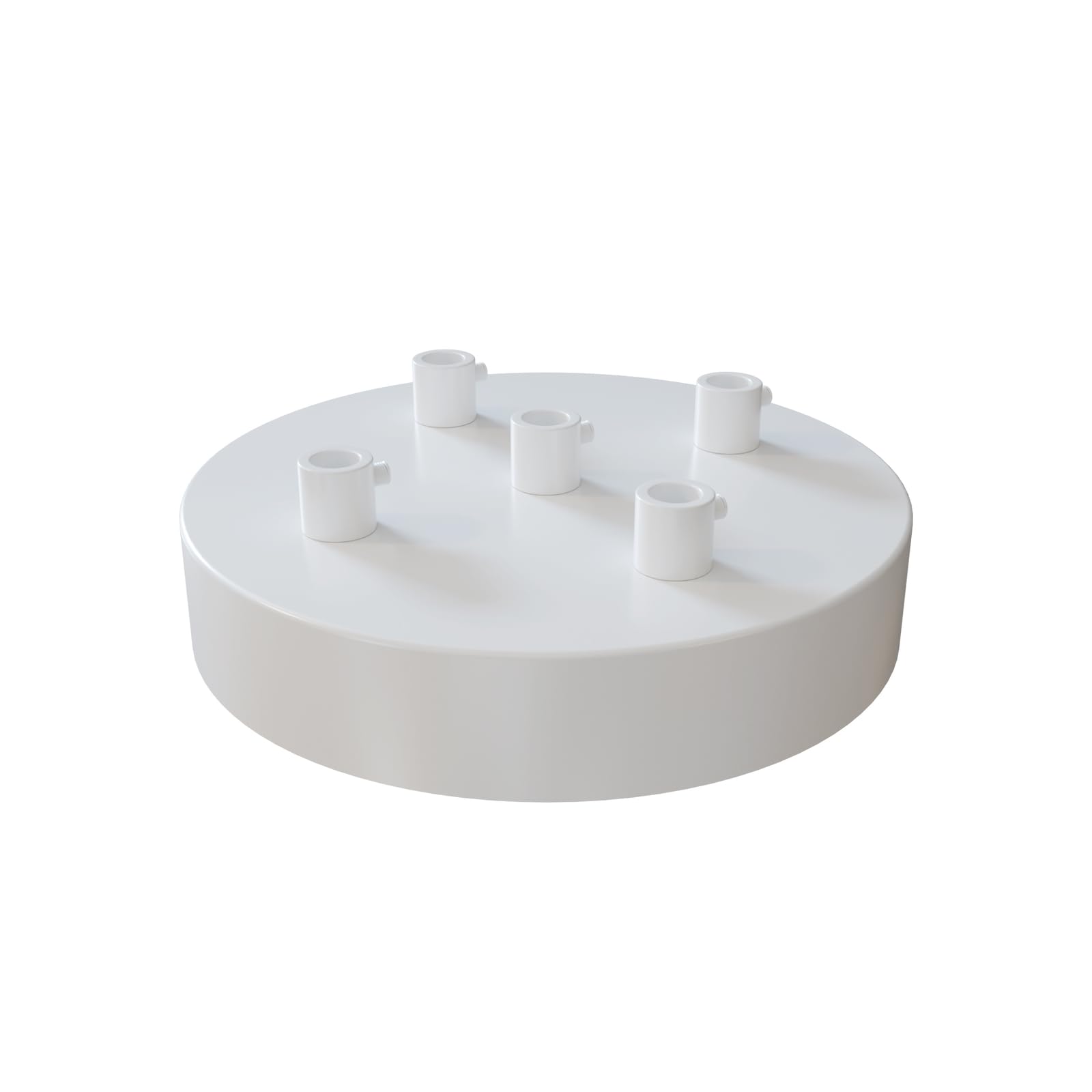 White five Outlet Ceiling Rose 120mm Side Fitting Pendant Light Fitting Low Profile Modern Ceiling Cover Plate Canopy with five Cable Entry Easy Fit Electrical Rose for Home Lighting Installation — image 1