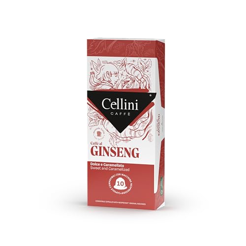 Caffè Cellini Nespresso Compatible Ginseng Kapseln - 100 Stück | Nespresso Compatible Capsules Sweet Taste Ginseng Coffee With Caramel Aftertaste | Frhome