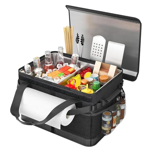 Bolsa de picnic, bolsa de almacenamiento para picnic al aire libre - Caddy de picnic plegable de tela Oxford,Cajas de almacenamiento de gran capacidad y embalaje, bolsa de transporte portátil poco e