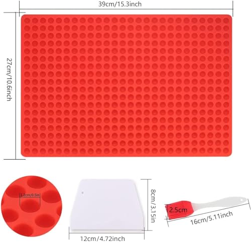 Mis.Moon 468 Löchern Backmatte Hundekekse Mini Halbkugel (1.2cm), mit Teigspatel, Backform für Hundeleckerli, Silicone Baking Mat, Baking Mould for Dog Treats