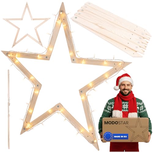 MODO24 DIY Stern MODOSTAR 2D Weihnachtsstern Set aus FSC Holz,...