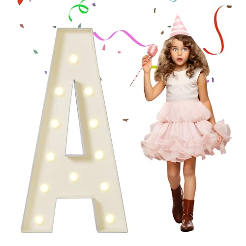 eufony Marquee Letters 4 Feet Tall 4 FT Marquee Light Up Letters Giant Light Up Letters 4FT for Birthday Party Baby Shower Gender Reveal Graduation Decorations Letter A with LED Lights DIY Kit
