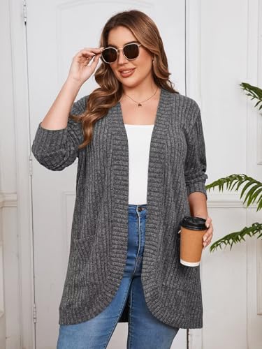 Image of BELAROI Women Plus Size Cardigan Sweater Fall Outfit