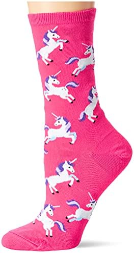 Hot Sox Women's Animal Series Novelty Fashion Casual Crew Socks, Unicorn (Hot Pink), Shoe Size: 9-11