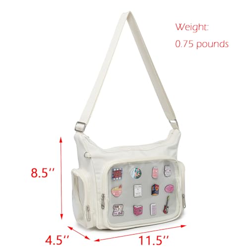 Image of Canvas Ita Bag Crossbody Shoulder Bag Kawaii Purses and Handbags with Anime Pins Display Medium