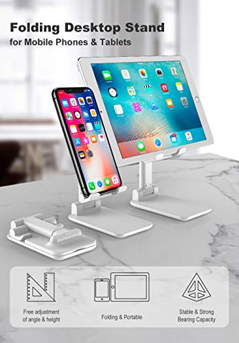 Image of Florican Height & Angle Adjustable Mobile Holder Stand for All Mobiles Upto 6.7 inch | Super Sturdy, Metal Base, Anti-Slip, Scratch Resistant, Portable Mobile Holder (White)
