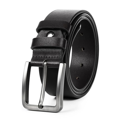 Mens Casual-Leather-Belt Classic-Adjustable Genuine-Leather Belts