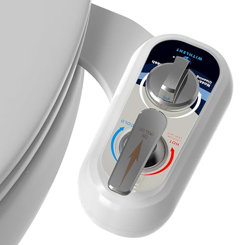 Bidet Attachment for Toilet Warm Water Left - Hot and Cold Self-Cleaning, Dual Nozzle, Non-Electric Bidet Attachment for Toilet Seat, Adjustable Water Pressure, Rear and Feminine Wash, Lever Control