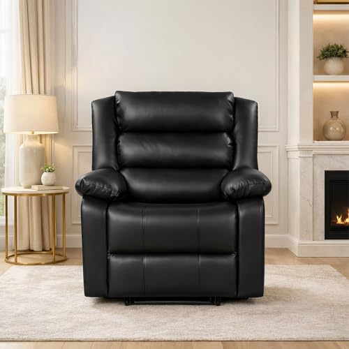 Image of Seventh Heaven Phoenix 1 Seater Motorised Recliner | Single Sofa Chair for Living Room Comfort | Ergonomic Design (Leatherette - Black)