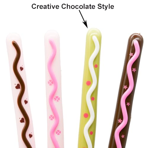 12 bolígrafos de gel rollers forma barra chocolate negro miniatura 3
