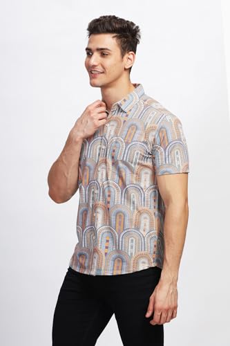 Image of BULLMER Trendy Regular Fit Printed Causal Shirt for Men
