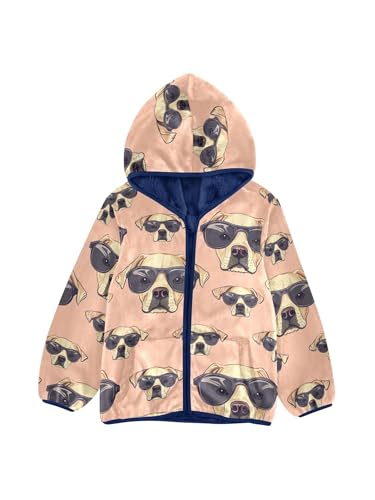 Sunglasses Dogs Girls Fleece Jacket Girls Fall Jacket Boys Coats Zip Up Hoodie Children Sherpa Warm Outerwear 2-10T
