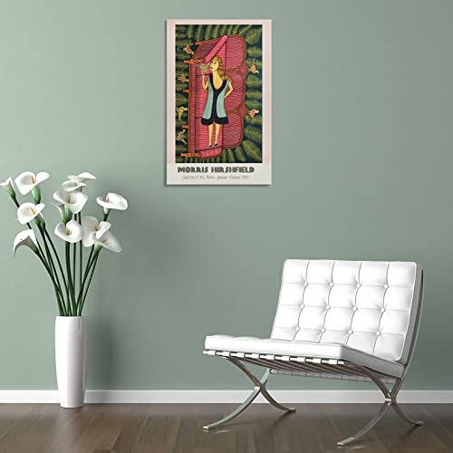 Maurice Hirschfield Poster 1951, Outsider Art Poster, Girl On The Couch Poster, Vintage Poster, Gall Canvas Wall Art Prints For Wall Decor Room Decor Bedroom Decor Gifts 24X36Inch(60X90Cm) Frame-Sty #TOP4