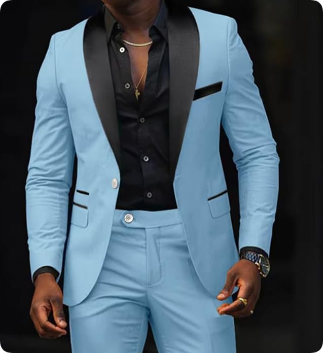 ORBITRAY Men's Slim Fit Suit 2 Piece Suit for Men Wedding Prom Party One Button Tuxedo Suit for Man4