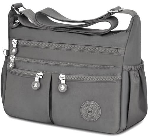 TEUEN Crossbody Bag Damen Große Kapazität Wasserdicht Nylon Umhängetasche Damen Mittelgroß, Casual Handtasche & Leichte Schultertasche Gross Messenger Bag mit Vielen Fächern