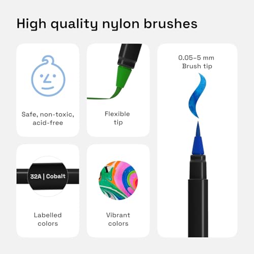 ARTISTRO-Watercolor-Brush-Pens-48-Colors--Gift-for-Artists-Adults-Teens--Includes-2-Water-Brush-Pens--Unique-Vivid-Colors-Real-Calligraphy-Pens--Ideal-for-Illustrations-Watercolor-Effects