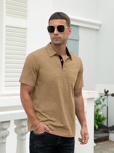 RQP Casual Polo Shirts for Men Short Sleeve Quick Dry Polo Shirts Collared T-Shirt4