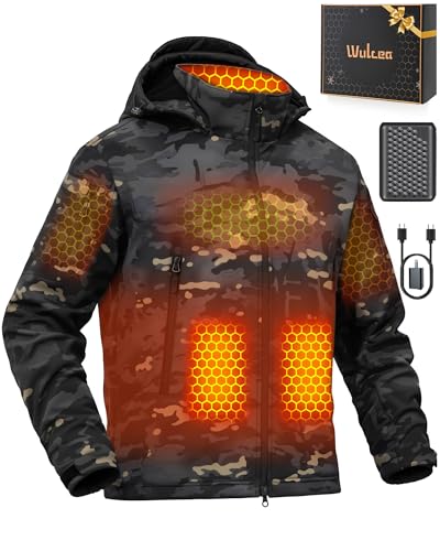 Men Heated Graphene Jacket 12v Battery Pack Included Christmas Gift Cool Hunting Tech Soft Shell Useful Practical Technology Electronic Thoughtful Deer Duck Camo Cold Weather Supplies Healing Top