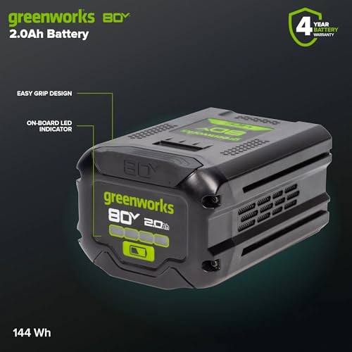 Image of Greenworks 80V 2.0Ah Lithium-Ion Battery (Genuine Greenworks Battery / 75+ Compatible Tools)
